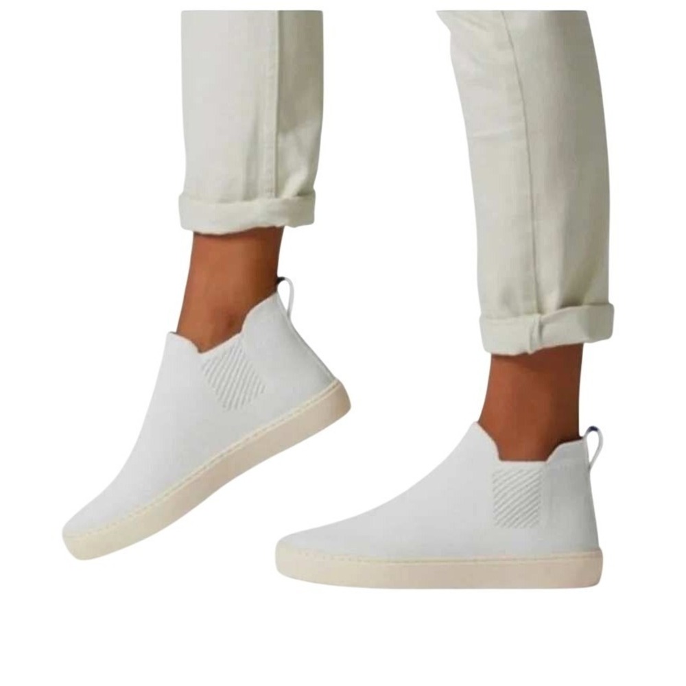 Rothy's The Chelsea Shoe Women 8.5 White Excellent Knit Slip On Sneakers